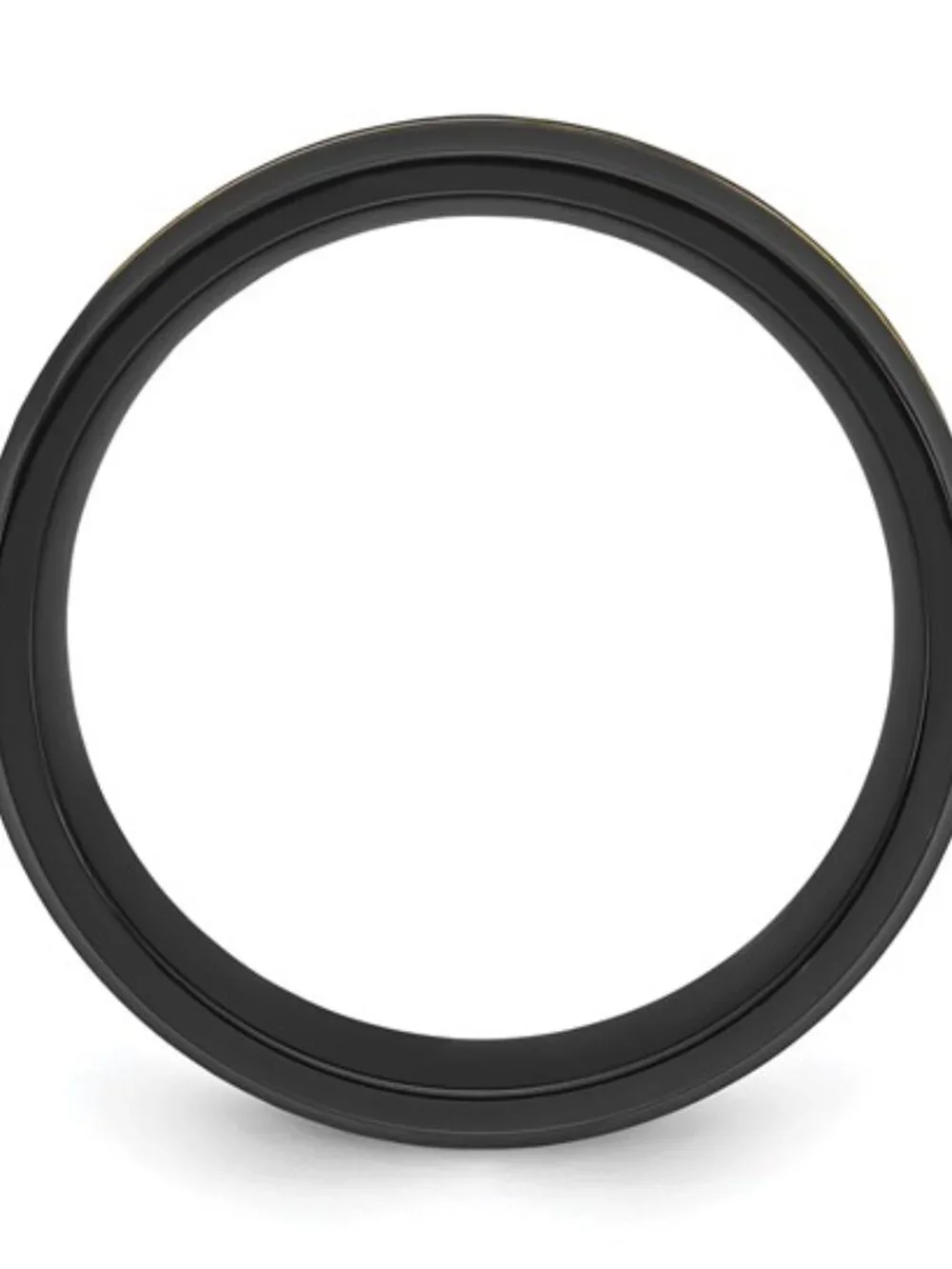 NWT Chisel Black Zirconium 8mm Wedding Band Yellow Gold IP Polished Accents
